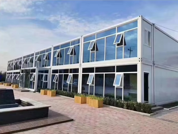 China wholesale modular 2 story prefab tiny office with glass wall