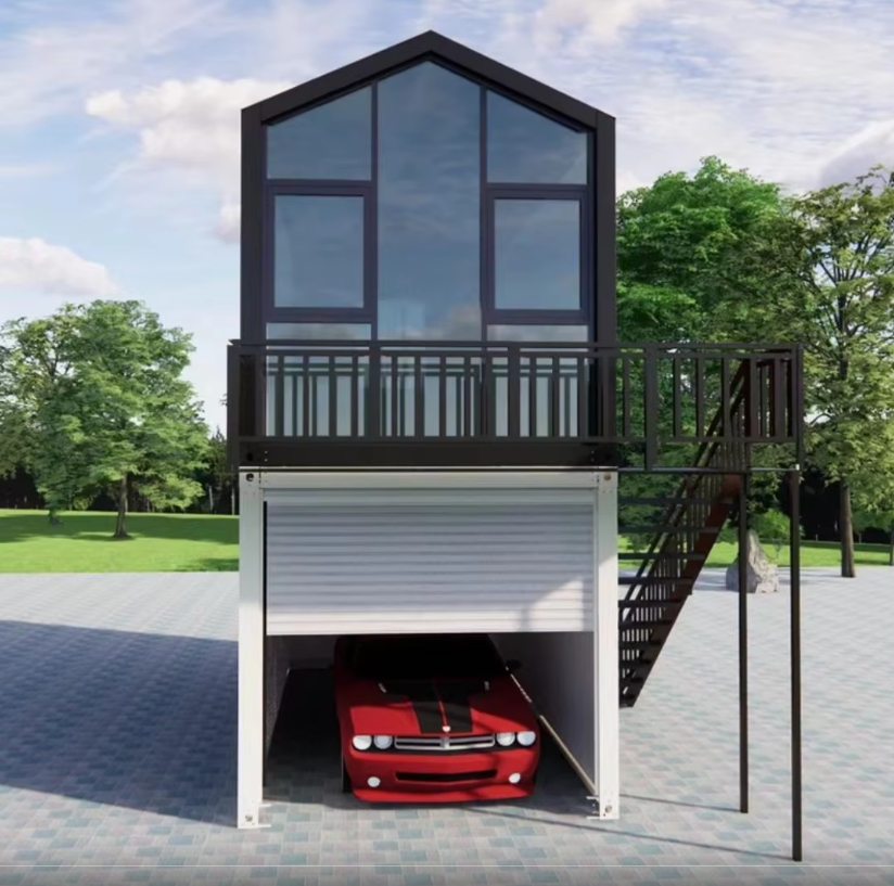 cheap prefab two story container house with garage