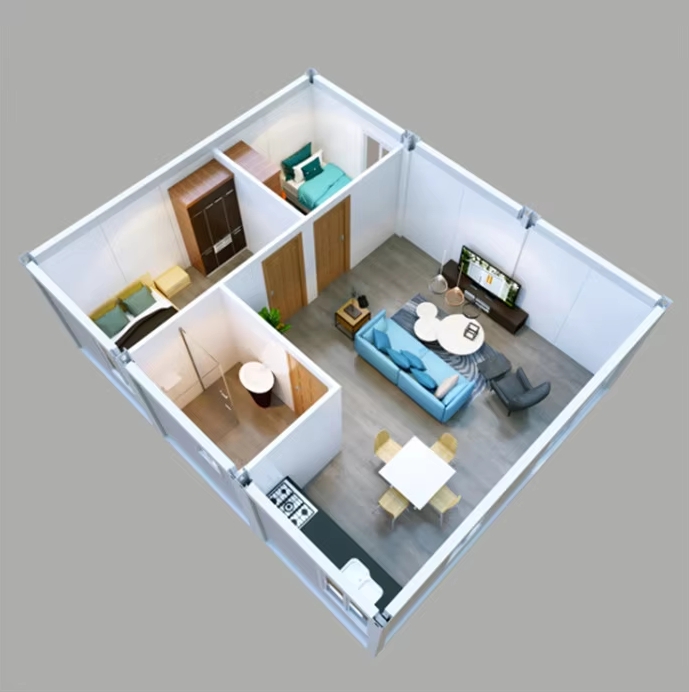 20ft*60ft luxury prefabricated container house/ home with 2bedroom，1kitchen，1bathroom