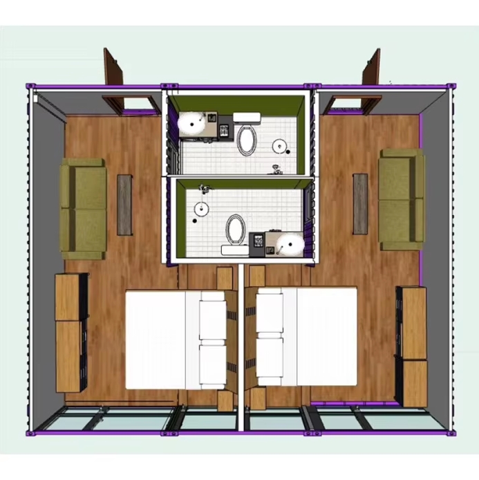 20ft*40ft 2 bedrooms living container house